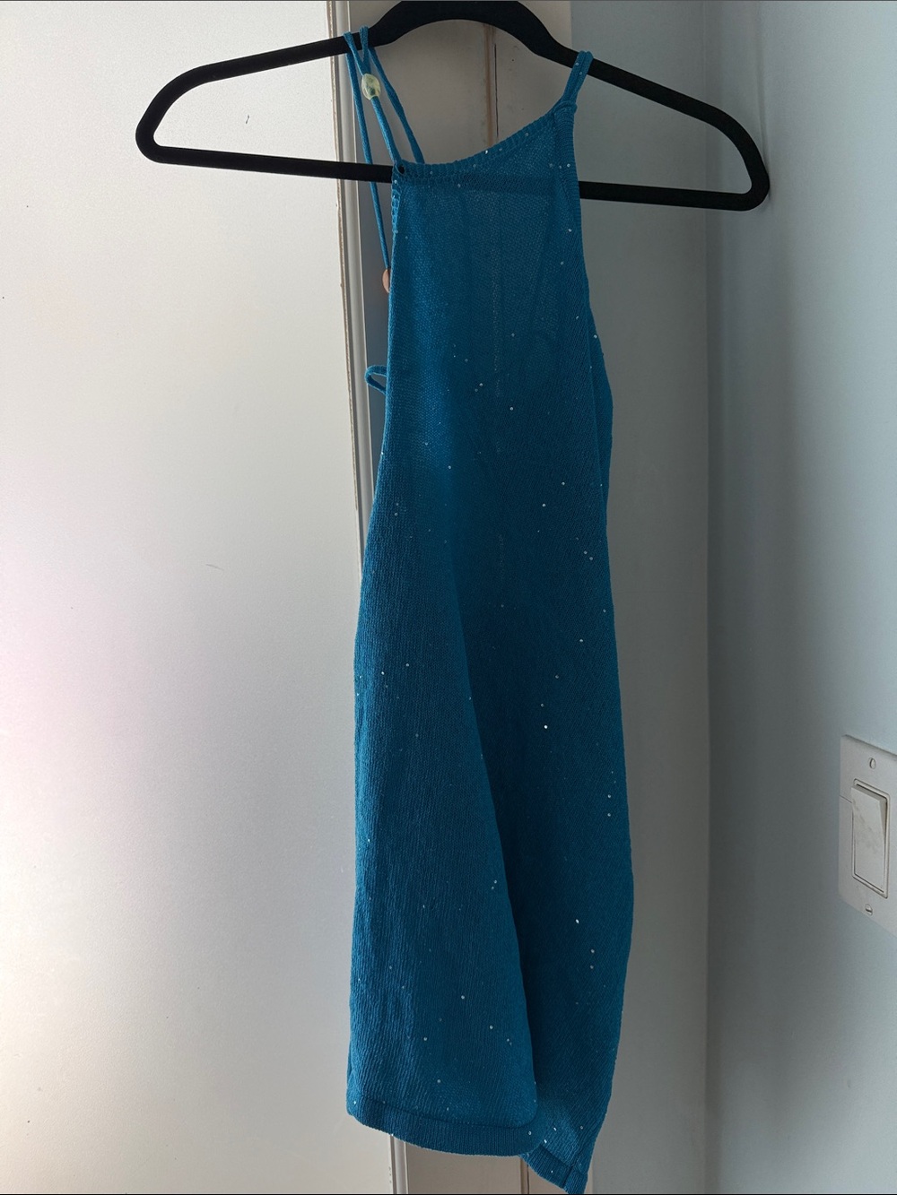 SHEIN Teal Sparkle Knit Beach Coverup